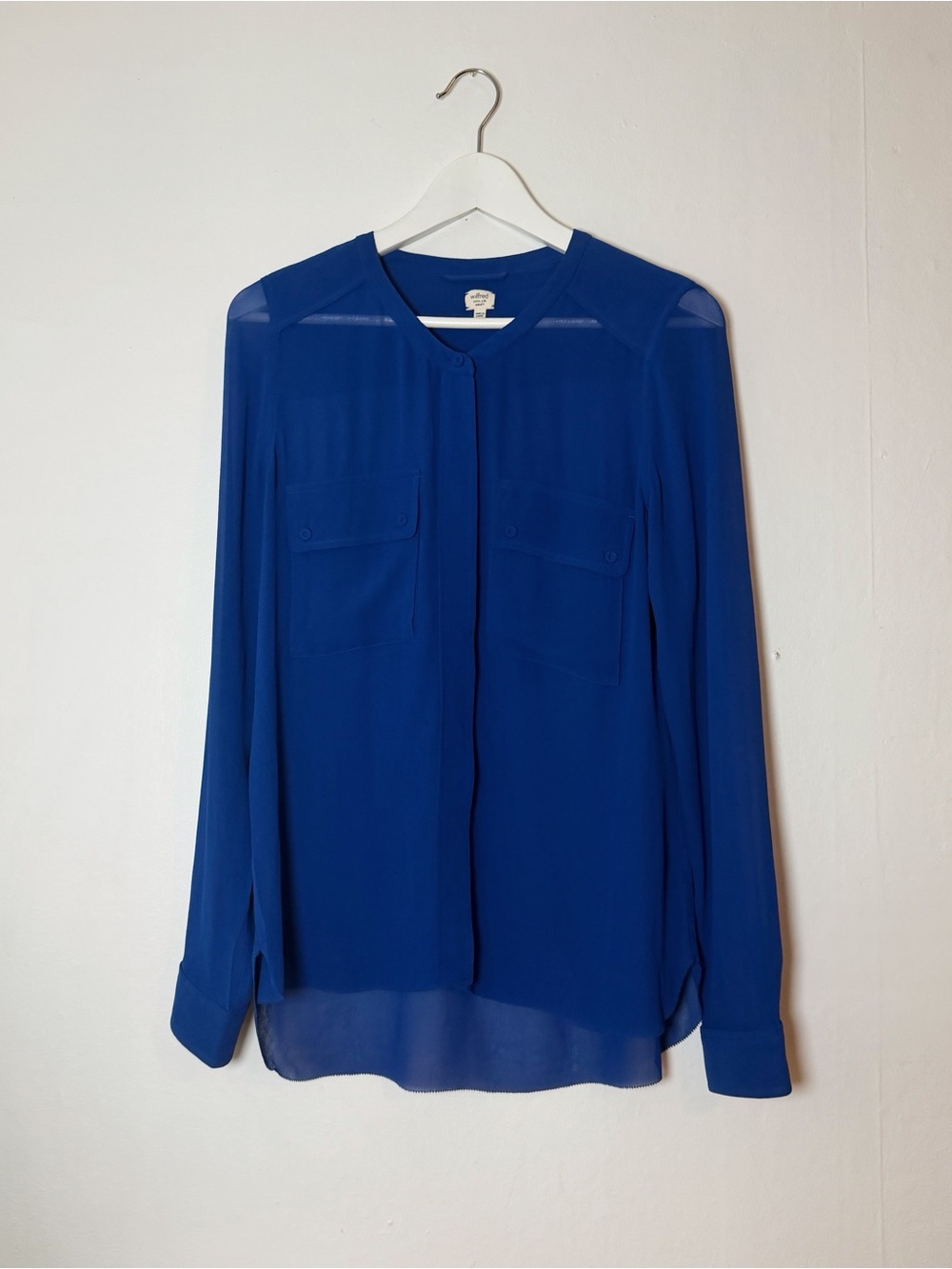 Aritzia Wilfred Cobalt Blue Silk Blouse